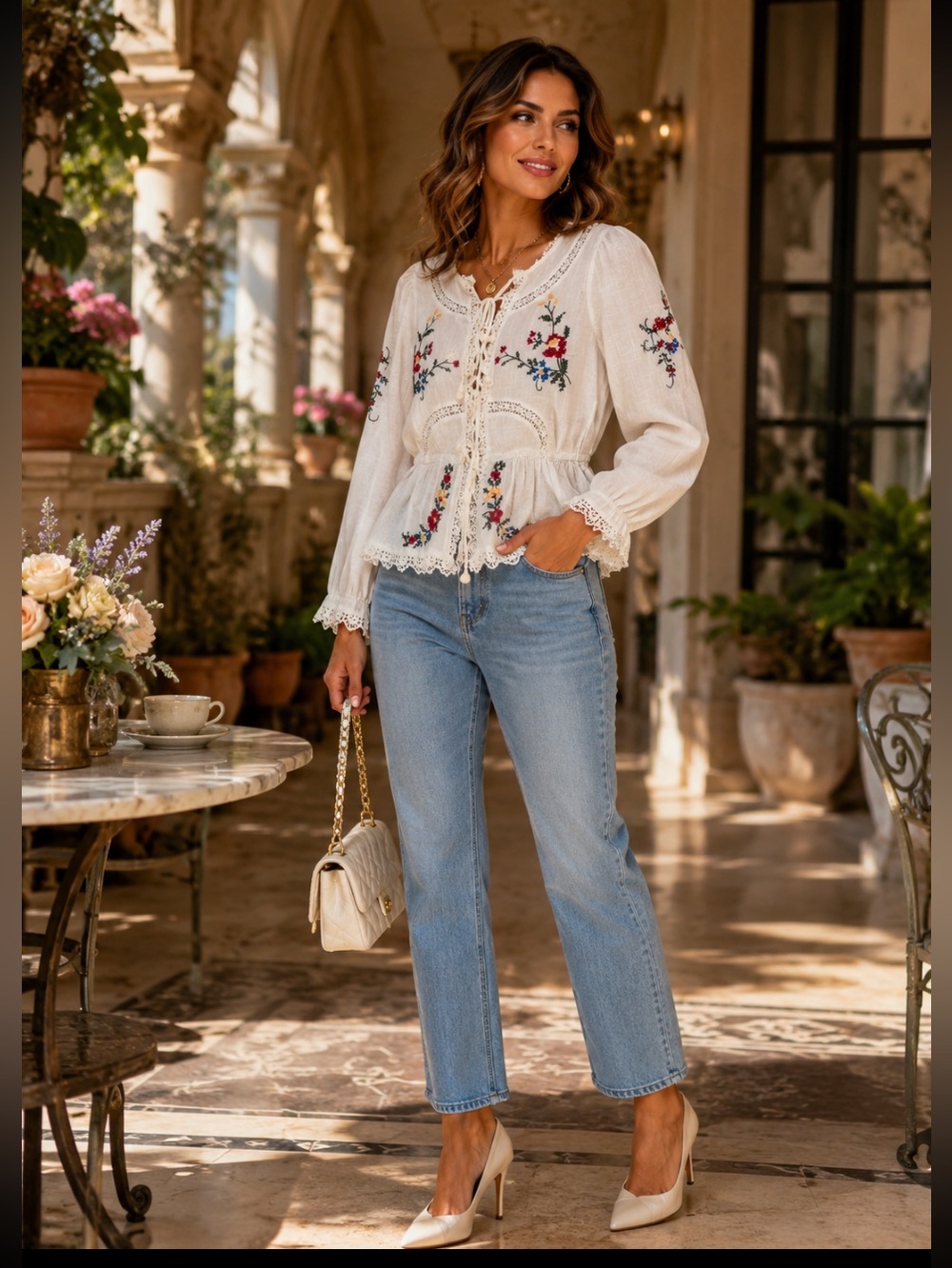 New Jannifer&Grace Embroidered White Blouse size L - Picture 2 of 16